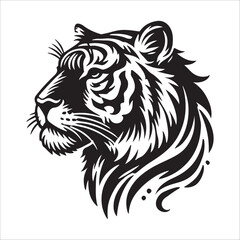 tiger head silhouette vector
