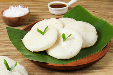 Indonesian Serabi Cakes on Banana Leaf