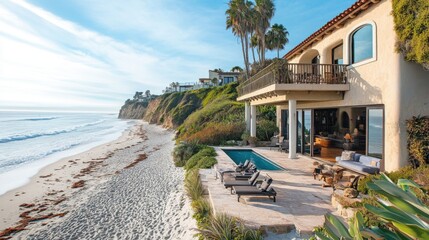 Fototapeta premium A beach getaway is ideal for relaxation and sunshine.