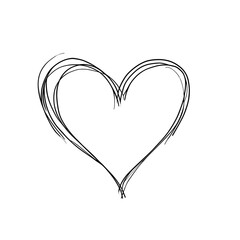 Hand-drawn heart with overlapping lines.