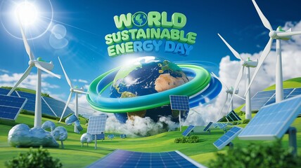 World Sustainable Energy Day, A vibrant design promoting renewable energy and sustainability