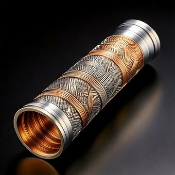 a metal Cylinder made of bronze and silver