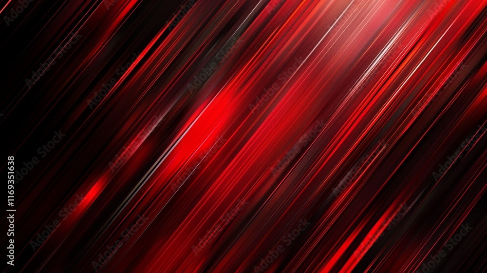 Poster dynamic abstract digital artwork with bold black and gradient red diagonal stripes