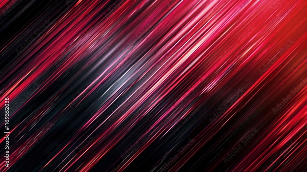Poster dynamic abstract digital artwork with bold black and gradient red diagonal stripes