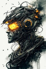 Cybernetic Human Portrait - Futuristic Fusion Art