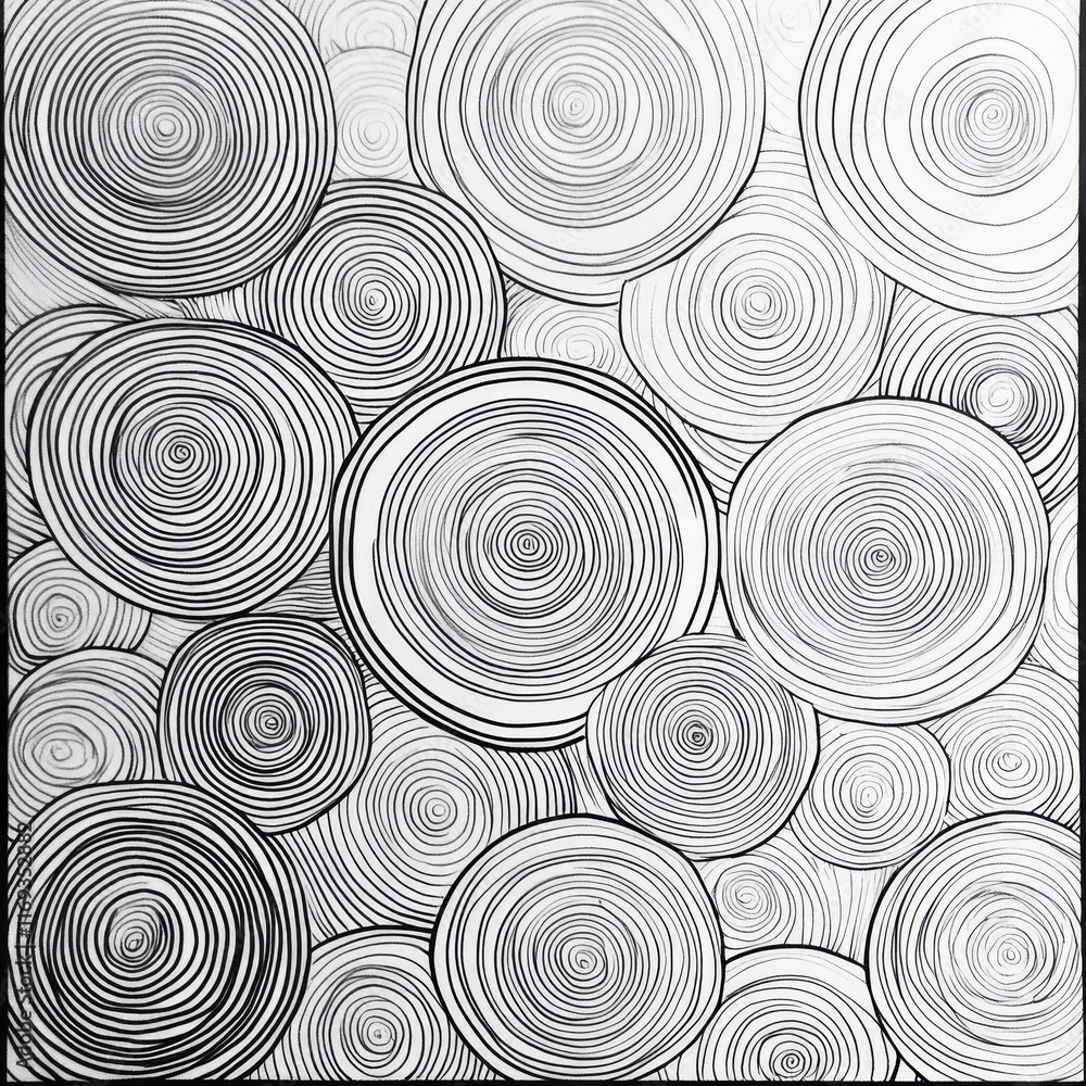 Poster abstract grayscale background with concentric circles.