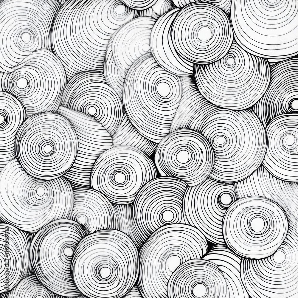 Aufkleber abstract grayscale concentric circles pattern background.