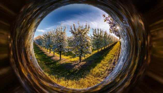 fisheye showing trees