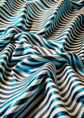 Close-Up of Smooth, Wavy Fabric with Diagonal Brown and Cream Stripes Creating Abstract Optical Illusion