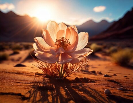 a flower growing up in the desert