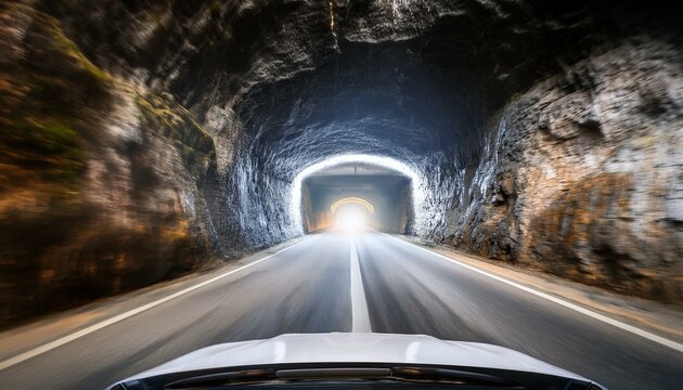 car driving on highway in the mountains