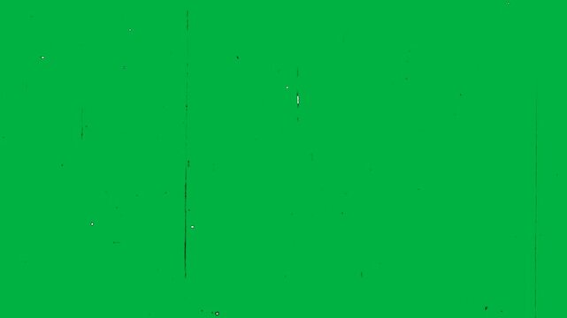 Vintage Movie Reel effect, featuring worn-out scratches and faded splotches on a green screen