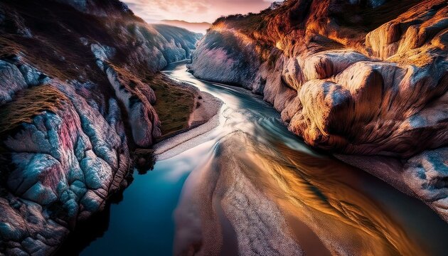 River going through in the mountains