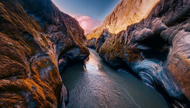 River going through in the mountains