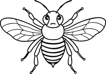 Doodle hand drawn bee. Set Cartoon outline line style bees