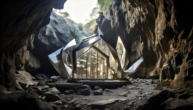 Futuristic glass home in the mountains 