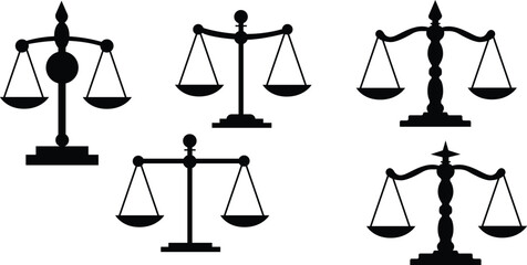 Scales of justice vector,Justice scale silhouette,Classic justice balance scales silhouette