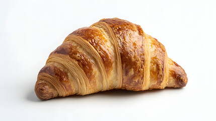 Golden Brown Buttery Croissant Isolated On White Background