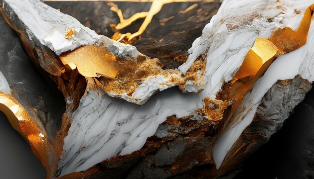 Marble wall, gold, white, gray, and black