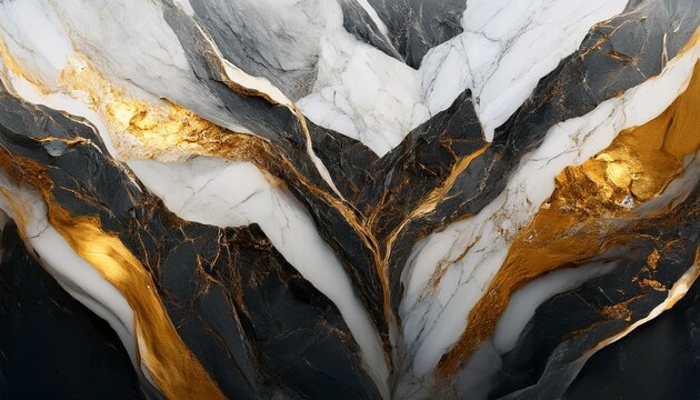 Marble wall, gold, white, gray, and black