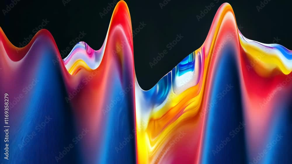 Poster vibrant abstract waves showcasing dynamic colors and fluid shapes in a modern artistic expression