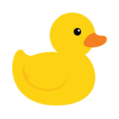 Yellow Rubber Duck Vector Illustration - Cartoon Clipart & Line Art Design for Print.eps