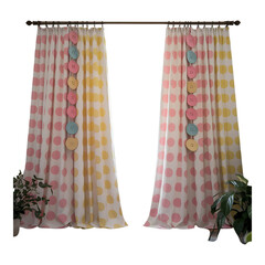 Pastel Polka Dot Curtains with Retro Design