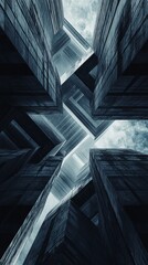 Obraz premium Abstract Architectural Structure: A Digital Rendering of Interlocking Geometric Forms