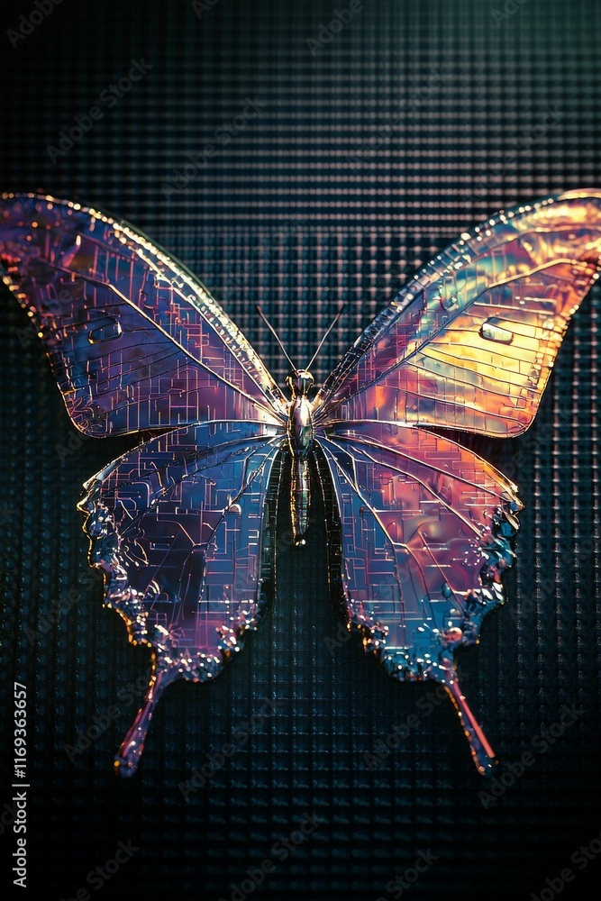 Poster digital butterfly with circuit pattern
