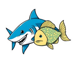 Obraz premium Shark vector, and fish vactor Generative AI 