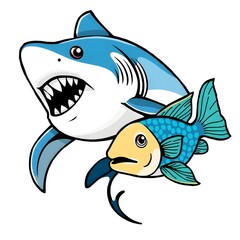 Naklejka premium Shark vector, and fish vactor Generative AI 