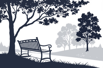 bench in park silhouette vector a eps silhouette 