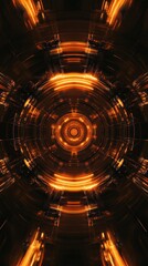 Fototapeta premium Abstract Orange Digital Tunnel: A Futuristic Cyberpunk Vision