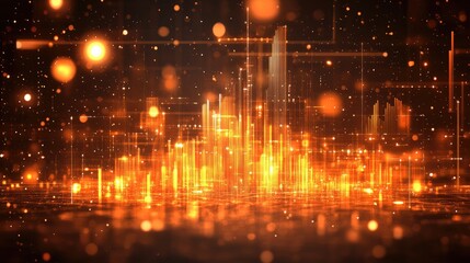 Abstract orange cityscape background. Ideal for technology, futuristic, and digital presentations or website banners.