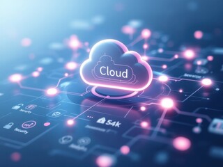Abstract cloud icon with a network of data connections, a technological and modern image suitable for cloud computing, digital communication or tech projects.