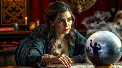Fortune teller with a fortune telling ball