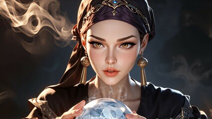 Fortune teller with a fortune telling ball