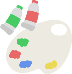 미술도구 팔레트와 물감