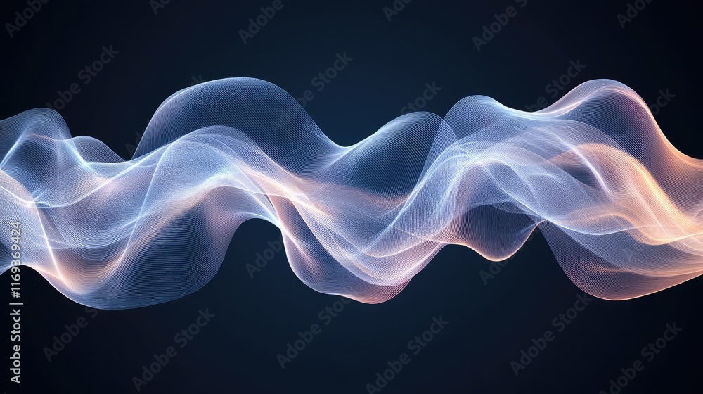Poster abstract light wave flowing on dark background. elegant and futuristic design. ideal for website ban