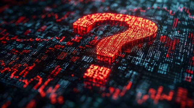 Uncertainty in Market Investment Strategies   Digital Question Mark on Chart - Powered by Adobe