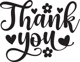 Thank you typography design on plain white transparent isolated background for card, shirt, hoodie, sweatshirt, apparel, tag, mug, icon, poster or badge