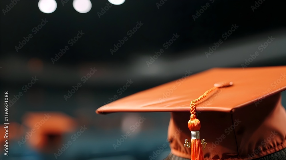 Poster detailed shot of a graduation cap with empty space on the right side providing a minimalist and conc