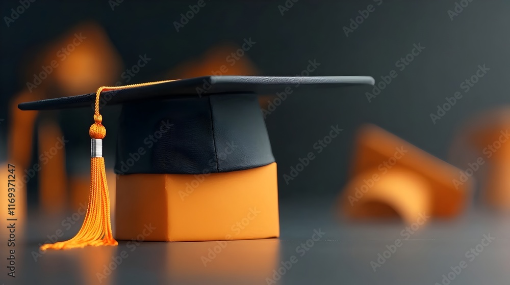 Aufkleber a minimalist and clean graphic design of a graduation cap with ample empty space on the left side sy