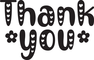 Thank you typography design on plain white transparent isolated background for card, shirt, hoodie, sweatshirt, apparel, tag, mug, icon, poster or badge