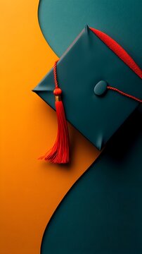 Close up shot of the corner edge of a graduation cap with empty sky background providing a customizable space to overlay text symbolizing academic achievement success and new beginnings