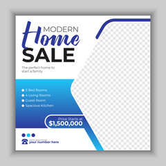 Modern Home for sale real estate property social media post design template.