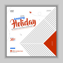Travel agency social media post template design