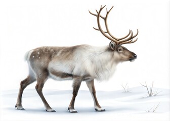 Realistic Reindeer Isolated on White Background