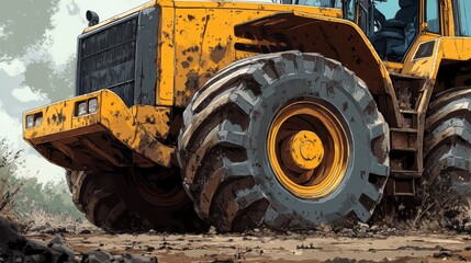 Fototapeta premium Modern Rugged Machinery with Stylized Tires