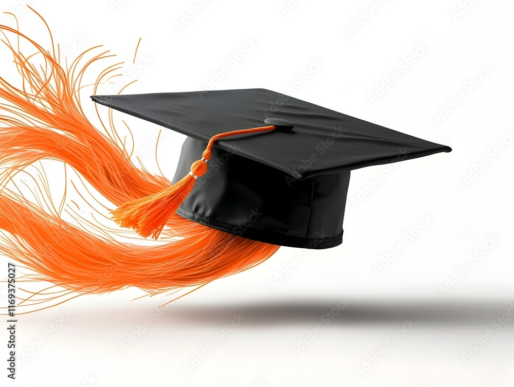 Aufkleber minimalist levitating graduation cap in motion with clean empty space for overlay or text insertion 